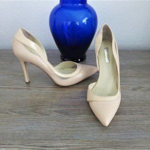 BCBGeneration Tigerlily Stiletto Pumps Nude Matte Leather Contrast Patent 8.5